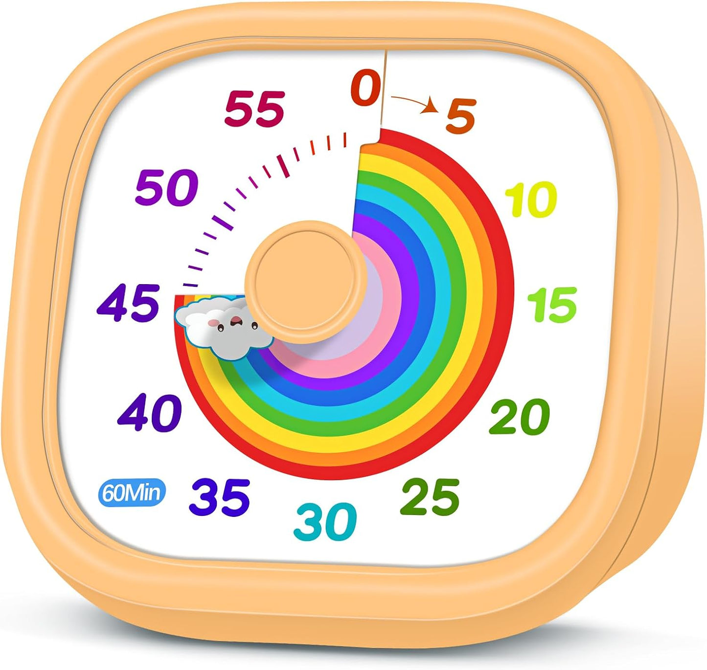 Visual Timer for Kids - 60 Minute Pomodoro Timers for Classroom Kitchen Office, Countdown Kids Timer Clock with Rainbow Disk, Desk Time Management Tool for Toddler with Silent Operation, Blue