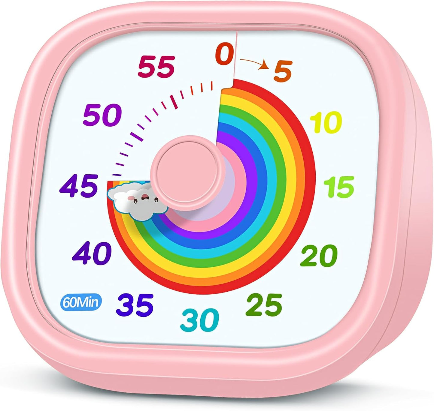 Visual Timer for Kids - 60 Minute Pomodoro Timers for Classroom Kitchen Office, Countdown Kids Timer Clock with Rainbow Disk, Desk Time Management Tool for Toddler with Silent Operation, Blue