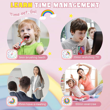 Visual Timer for Kids - 60 Minute Pomodoro Timers for Classroom Kitchen Office, Countdown Kids Timer Clock with Rainbow Disk, Desk Time Management Tool for Toddler with Silent Operation, Blue