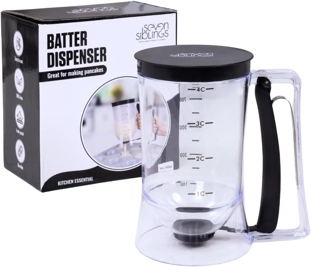 Batter Dispenser with Squeeze Handle - Pancake Batter Dispenser, Pancake Dispenser for Better, Cupcake Batter Dispenser, Pancake Pourer Dispenser, Pancake Mix Dispenser, Waffle Batter Dispenser