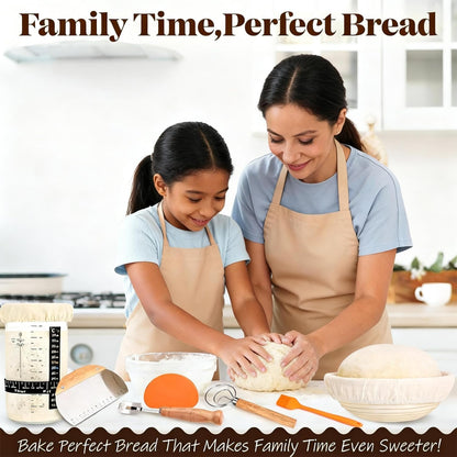 Sourdough Kit, Sourdough Bread Baking Supplies, 9" Round & 10" Oval Banneton Bread Proofing Basket, Bread Sling, Starter Jar, Dough Whisk ect Complete Sourdough&Bread Baking Tools Kit