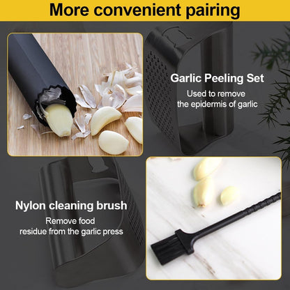 Garlic Press Rocker - 2024 NEW Stainless Steel Garlic Mincer Garlic Crusher with Peeler, New Innovative Garlic Chopper with Peeler and Scraper for Smash Garlic