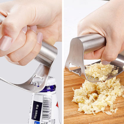 Garlic Press Rocker - 2024 NEW Stainless Steel Garlic Mincer Garlic Crusher with Peeler, New Innovative Garlic Chopper with Peeler and Scraper for Smash Garlic