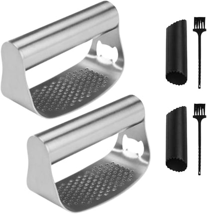 Garlic Press Rocker - 2024 NEW Stainless Steel Garlic Mincer Garlic Crusher with Peeler, New Innovative Garlic Chopper with Peeler and Scraper for Smash Garlic