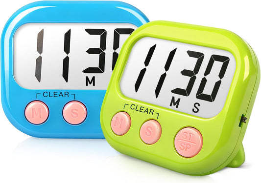 Digital Timer for Kids Classroom Timers for Teacher 2 Pack Blue Green | Large Screen, Strong Magnetic, Loud Alarm