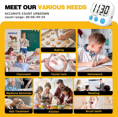 Digital Timer for Kids Classroom Timers for Teacher 2 Pack Blue Green | Large Screen, Strong Magnetic, Loud Alarm
