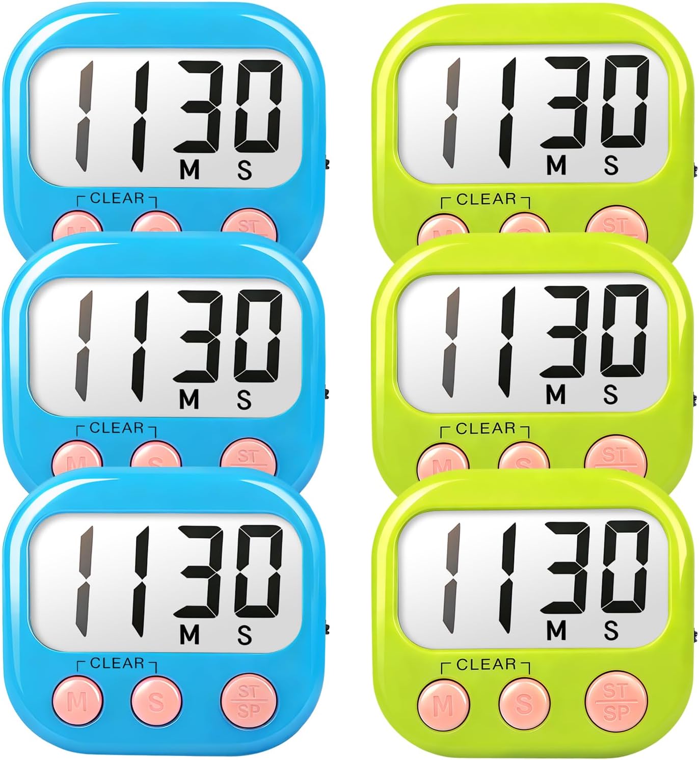Digital Timer for Kids Classroom Timers for Teacher 2 Pack Blue Green | Large Screen, Strong Magnetic, Loud Alarm