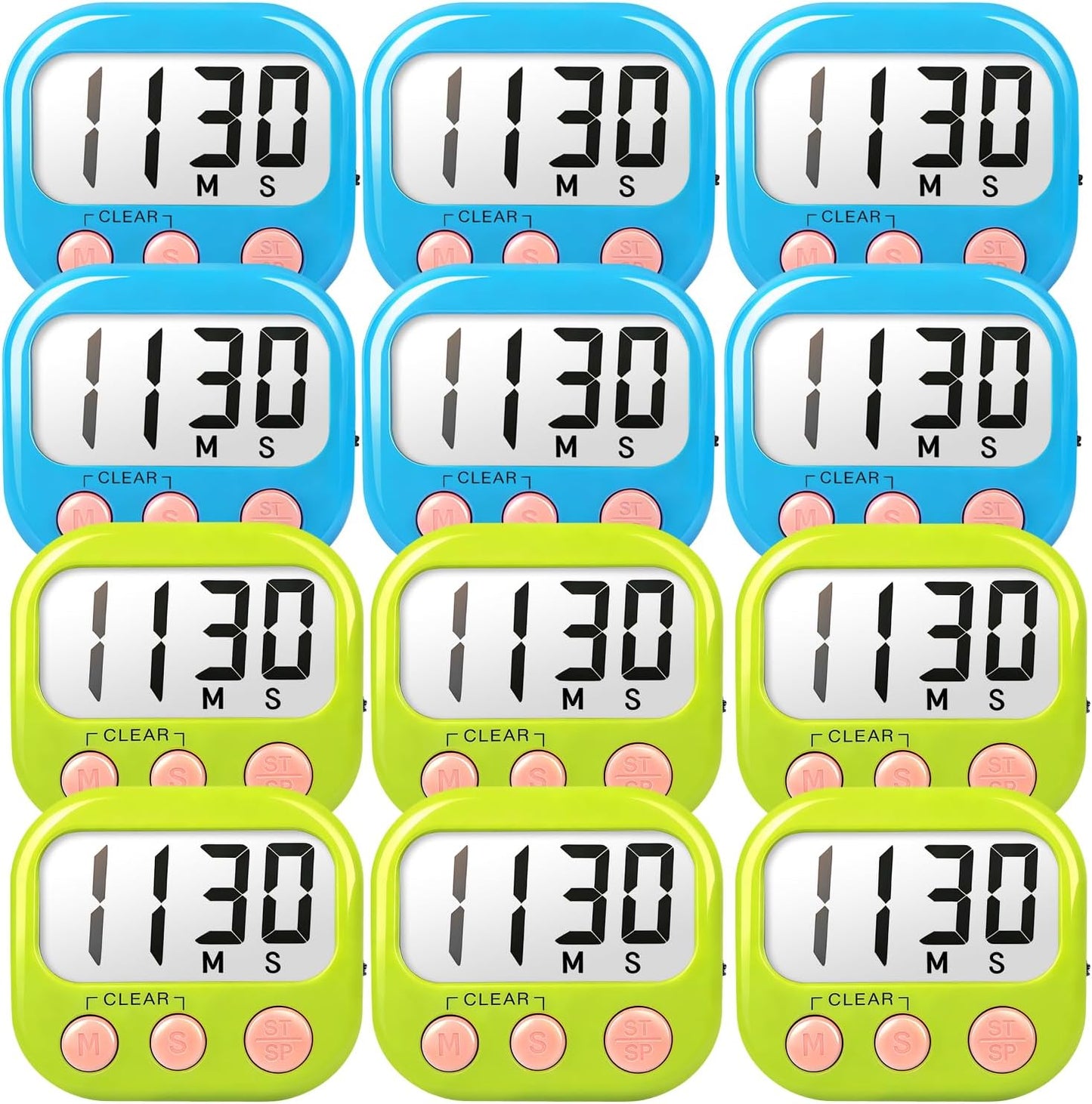 Digital Timer for Kids Classroom Timers for Teacher 2 Pack Blue Green | Large Screen, Strong Magnetic, Loud Alarm