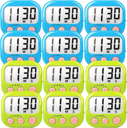 Digital Timer for Kids Classroom Timers for Teacher 2 Pack Blue Green | Large Screen, Strong Magnetic, Loud Alarm