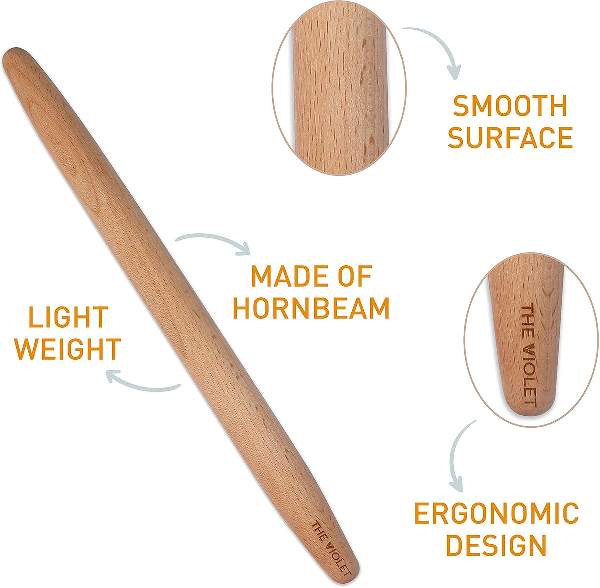 80 cm (31.5 Inch) Turkish Baklava Wood Extra Long Rolling Pin | Baking, Dough, Pasta, Kitchen
