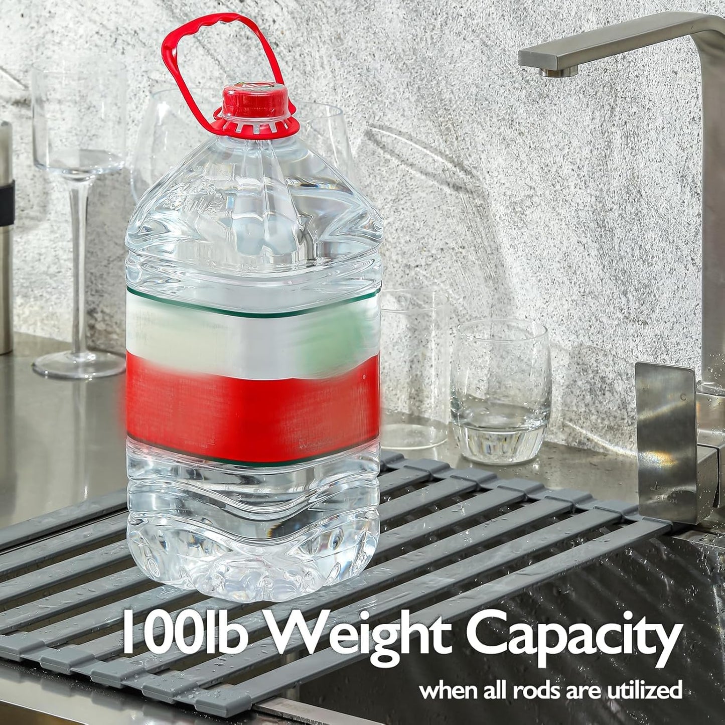 Sink Drying Rack Over-The-Sink Dish Drying Rack – Expandable & Adjustable Stainless Steel Rack, Space-Saving Countertop Organizer
