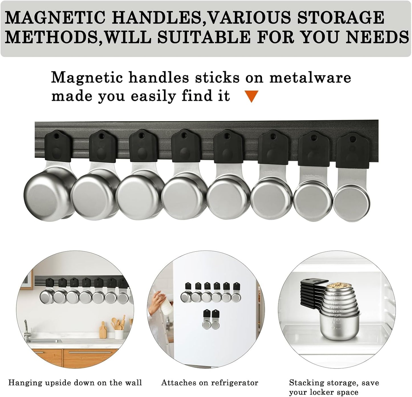 Magnetic Measuring Cups and Spoons Set of 16 Including 7 Stainless Steel Stackable Magnetic Measuring Cup 8 Magnetic Measuring Spoon with Leveler for Measuring Dry Liquid Ingredient