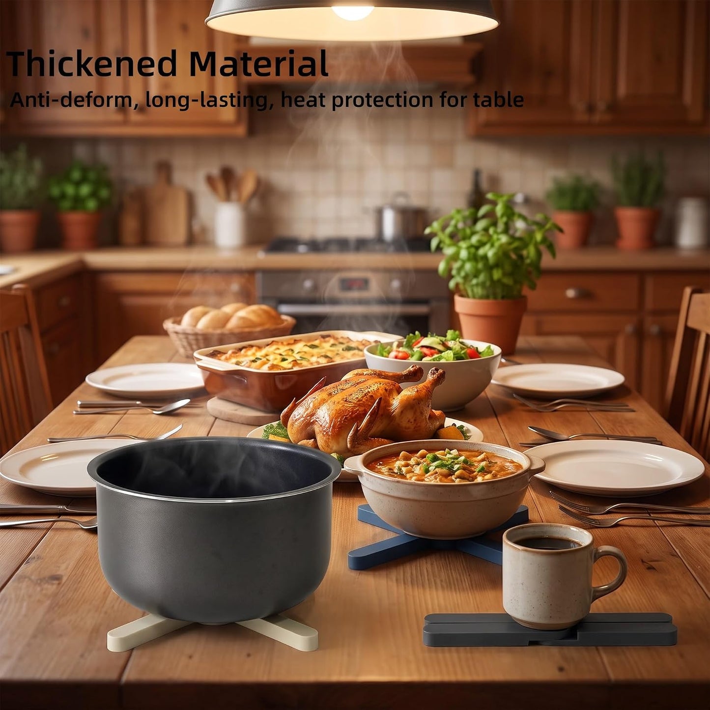 3 Pack Expandable Silicone Trivets, Foldable Heat Resistant Hot Pot Holders