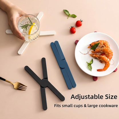 3 Pack Expandable Silicone Trivets, Foldable Heat Resistant Hot Pot Holders