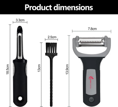 Peel 3X Faster Vegetable Peeler Set (3-Piece) – Ultra-Sharp Stainless Steel Y Peeler, Julienne & Swivel Peeler – Non-Slip Ergonomic Handle for Potatoes, Carrots, Apples