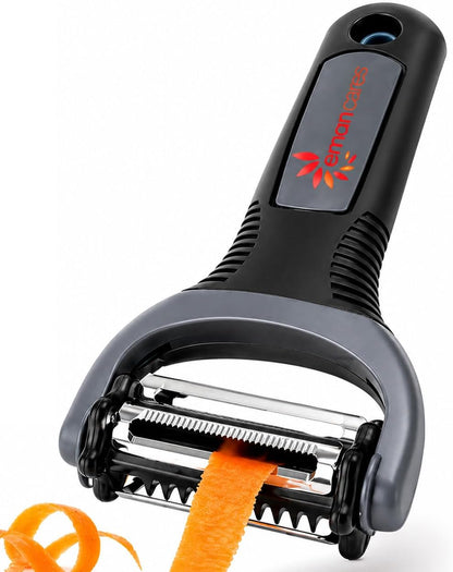 Peel 3X Faster Vegetable Peeler Set (3-Piece) – Ultra-Sharp Stainless Steel Y Peeler, Julienne & Swivel Peeler – Non-Slip Ergonomic Handle for Potatoes, Carrots, Apples