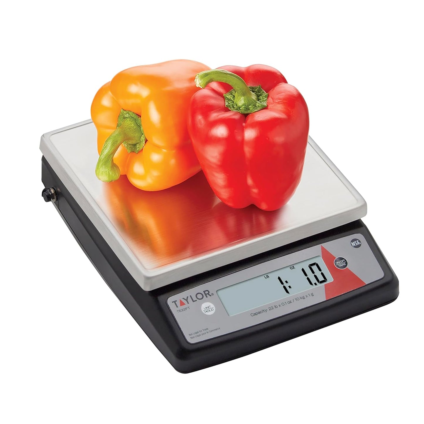 TE22FT 22-Pound Digital Portion Control Scale, Food Scale for Precise Weight Measuring and Portion Control, Tare and Hold Function, NSF, Stainless Steel Platform