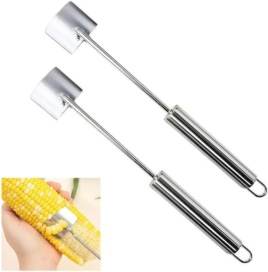 2025 NEW Long Handle Stainless Steel Corn Stripping Tool, Corn Stripping Tool, Stainless Steel Corn Cob Cutter, Corn Shucking Tool, Easy-to-Use Corn Cob Stripper, Efficient Corn Peeler, Set of 2