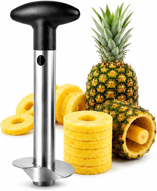 Stainless Steel Pineapple Corer & Slicer, Premium Pineapple Cutter, Peeler & Coring Tool with Ergonomic Non-Slip Handle, Dishwasher Safe for Perfect Pineapple Rings