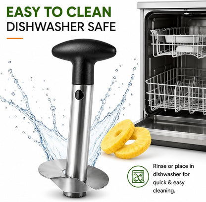 Stainless Steel Pineapple Corer & Slicer, Premium Pineapple Cutter, Peeler & Coring Tool with Ergonomic Non-Slip Handle, Dishwasher Safe for Perfect Pineapple Rings