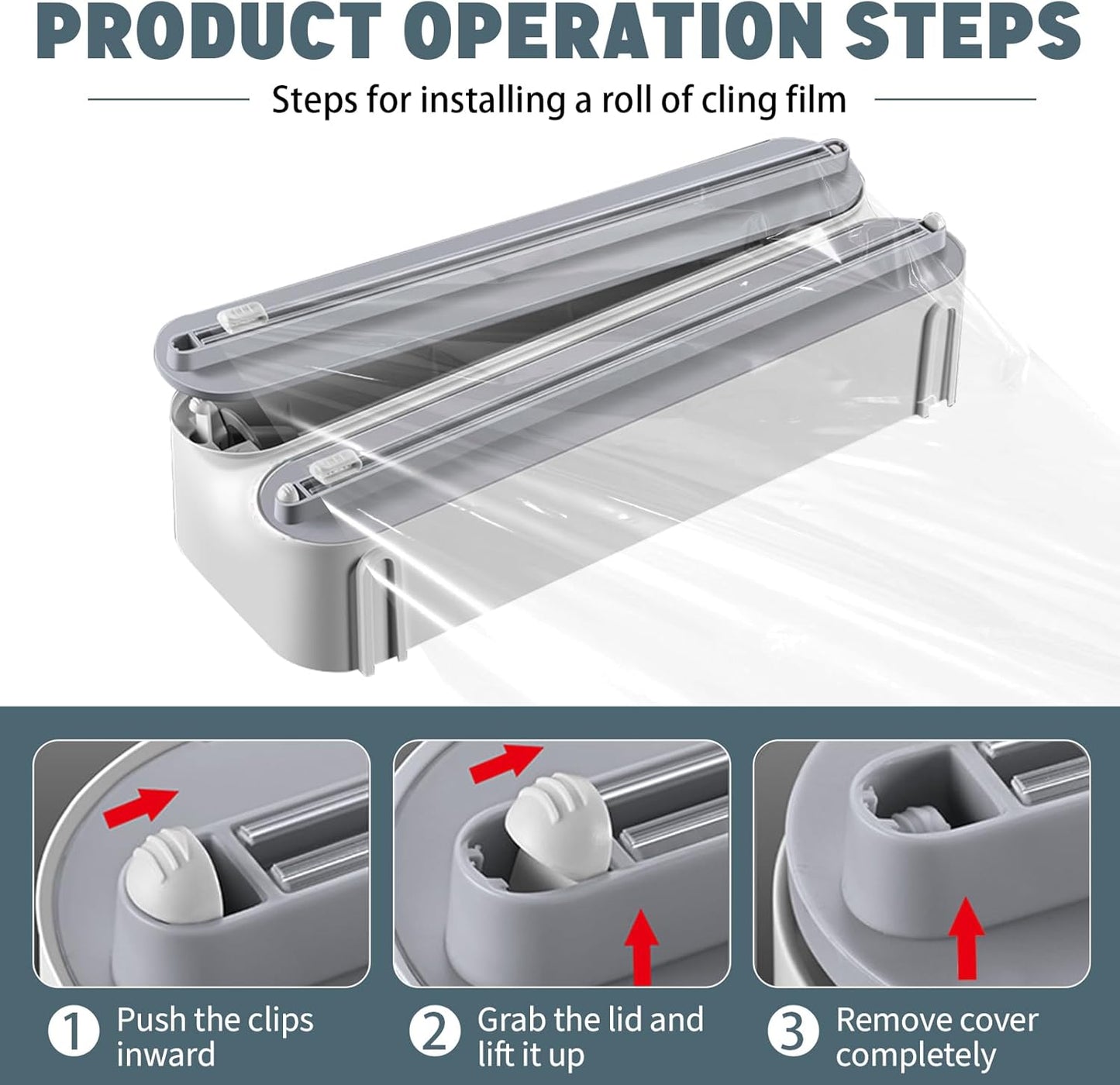 3 in 1 Plastic Wrap Dispenser with Cutter Magnetic Aluminum Foil | Wall Mount Kitchen Wrap Organizer, Cling Wrap Dispenser with Paper Towel Holder and Cutter