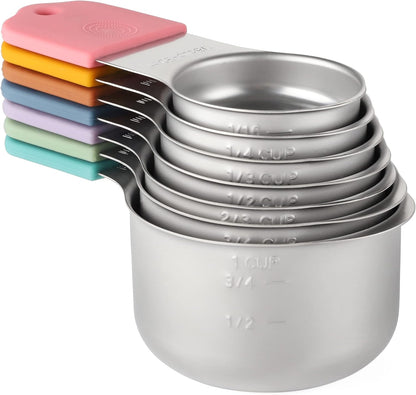Magnetic Measuring Cups Set of 7 Stainless Steel Magnetic Measuring Cups | Heavy Duty Measuring Cup for Dry & Liquid Ingredients (color)