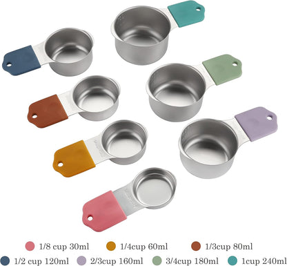 Magnetic Measuring Cups Set of 7 Stainless Steel Magnetic Measuring Cups | Heavy Duty Measuring Cup for Dry & Liquid Ingredients (color)