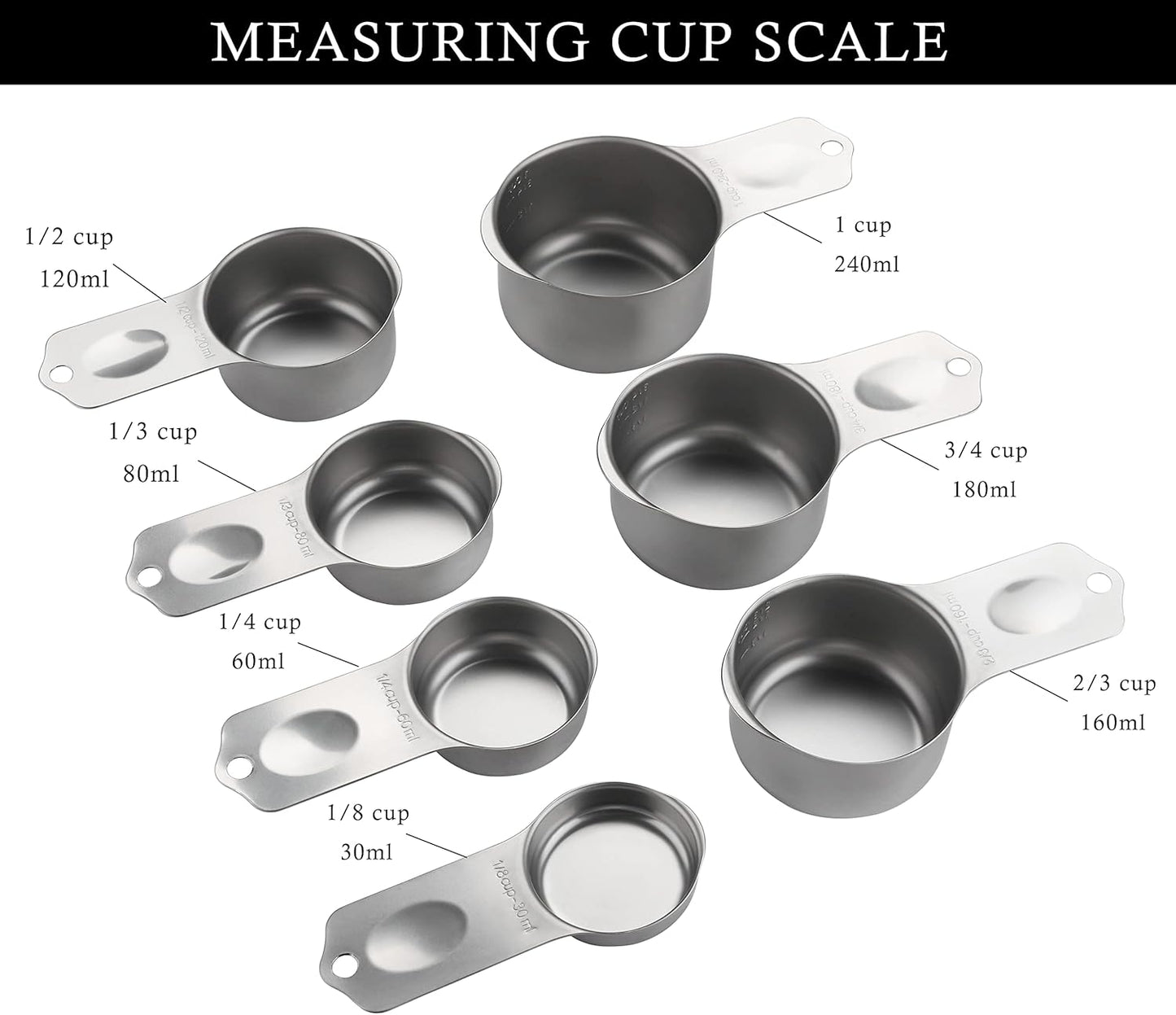 Magnetic Measuring Cups Set of 7 Stainless Steel Magnetic Measuring Cups | Heavy Duty Measuring Cup for Dry & Liquid Ingredients (color)