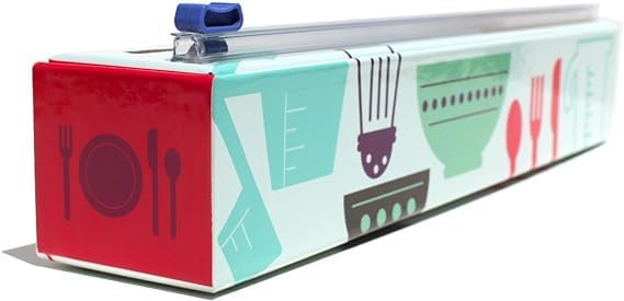 Lemon Refillable Plastic Wrap Dispenser - Includes One 12" x 250' Roll of Professional Grade Plastic Wrap - BPA Free and Kosher Certified - Reusable Dispenser w/Slide Cutter
