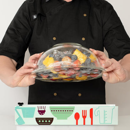 Lemon Refillable Plastic Wrap Dispenser - Includes One 12" x 250' Roll of Professional Grade Plastic Wrap - BPA Free and Kosher Certified - Reusable Dispenser w/Slide Cutter