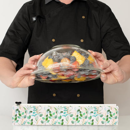 Lemon Refillable Plastic Wrap Dispenser - Includes One 12" x 250' Roll of Professional Grade Plastic Wrap - BPA Free and Kosher Certified - Reusable Dispenser w/Slide Cutter