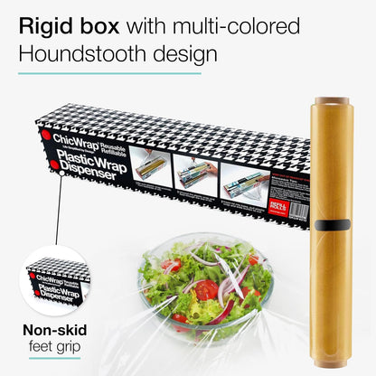 Lemon Refillable Plastic Wrap Dispenser - Includes One 12" x 250' Roll of Professional Grade Plastic Wrap - BPA Free and Kosher Certified - Reusable Dispenser w/Slide Cutter