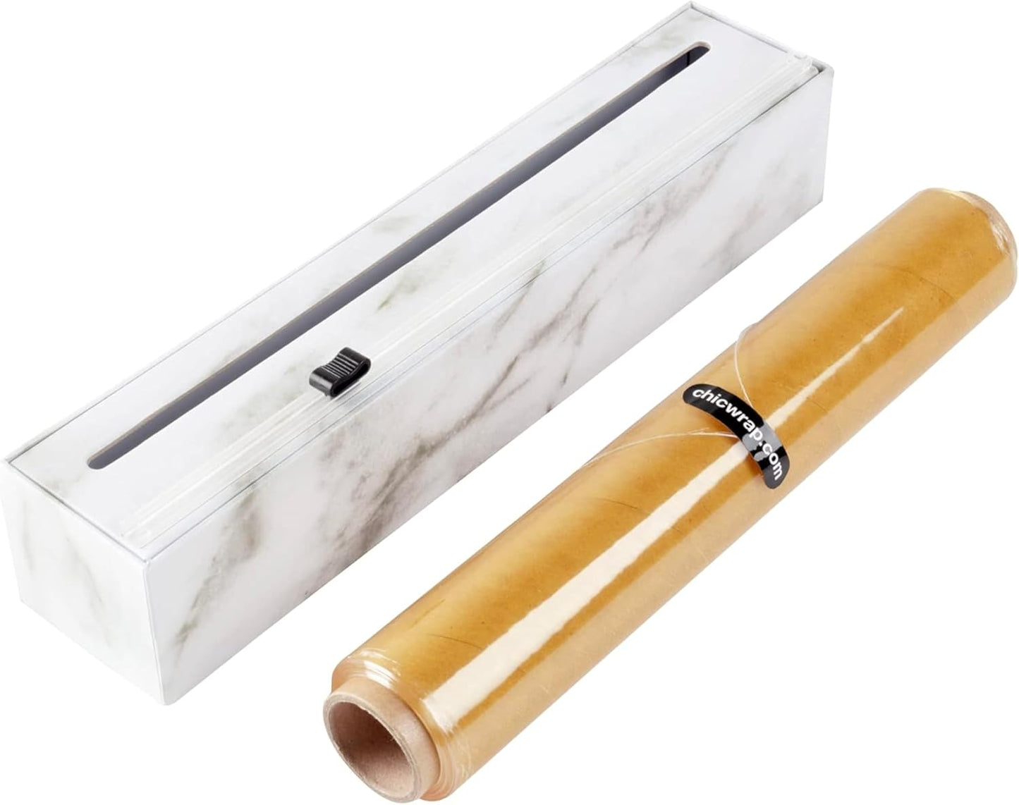 Lemon Refillable Plastic Wrap Dispenser - Includes One 12" x 250' Roll of Professional Grade Plastic Wrap - BPA Free and Kosher Certified - Reusable Dispenser w/Slide Cutter