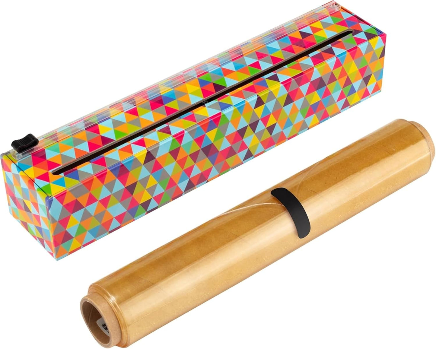 Lemon Refillable Plastic Wrap Dispenser - Includes One 12" x 250' Roll of Professional Grade Plastic Wrap - BPA Free and Kosher Certified - Reusable Dispenser w/Slide Cutter
