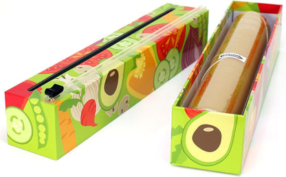 Lemon Refillable Plastic Wrap Dispenser - Includes One 12" x 250' Roll of Professional Grade Plastic Wrap - BPA Free and Kosher Certified - Reusable Dispenser w/Slide Cutter