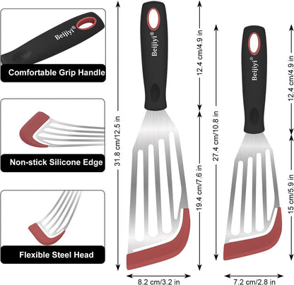 2-Piece Silicone Fish Spatula for Nonstick Cookware, Heat Resistant