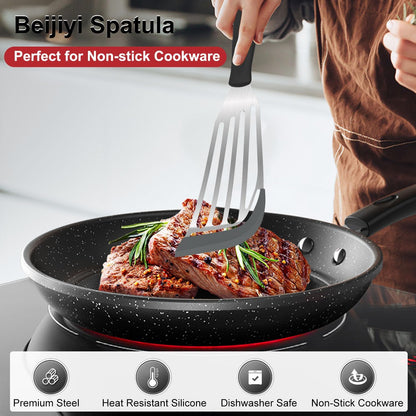 2-Piece Silicone Fish Spatula for Nonstick Cookware, Heat Resistant