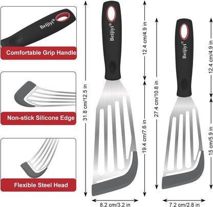 2-Piece Silicone Fish Spatula for Nonstick Cookware, Heat Resistant