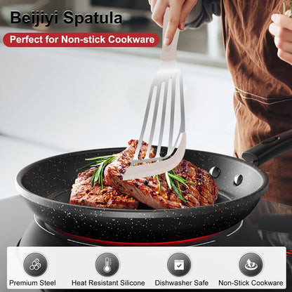 2-Piece Silicone Fish Spatula for Nonstick Cookware, Heat Resistant