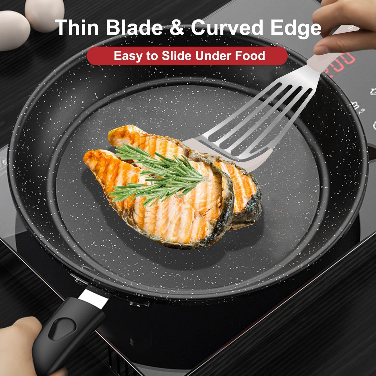 2-Piece Silicone Fish Spatula for Nonstick Cookware, Heat Resistant