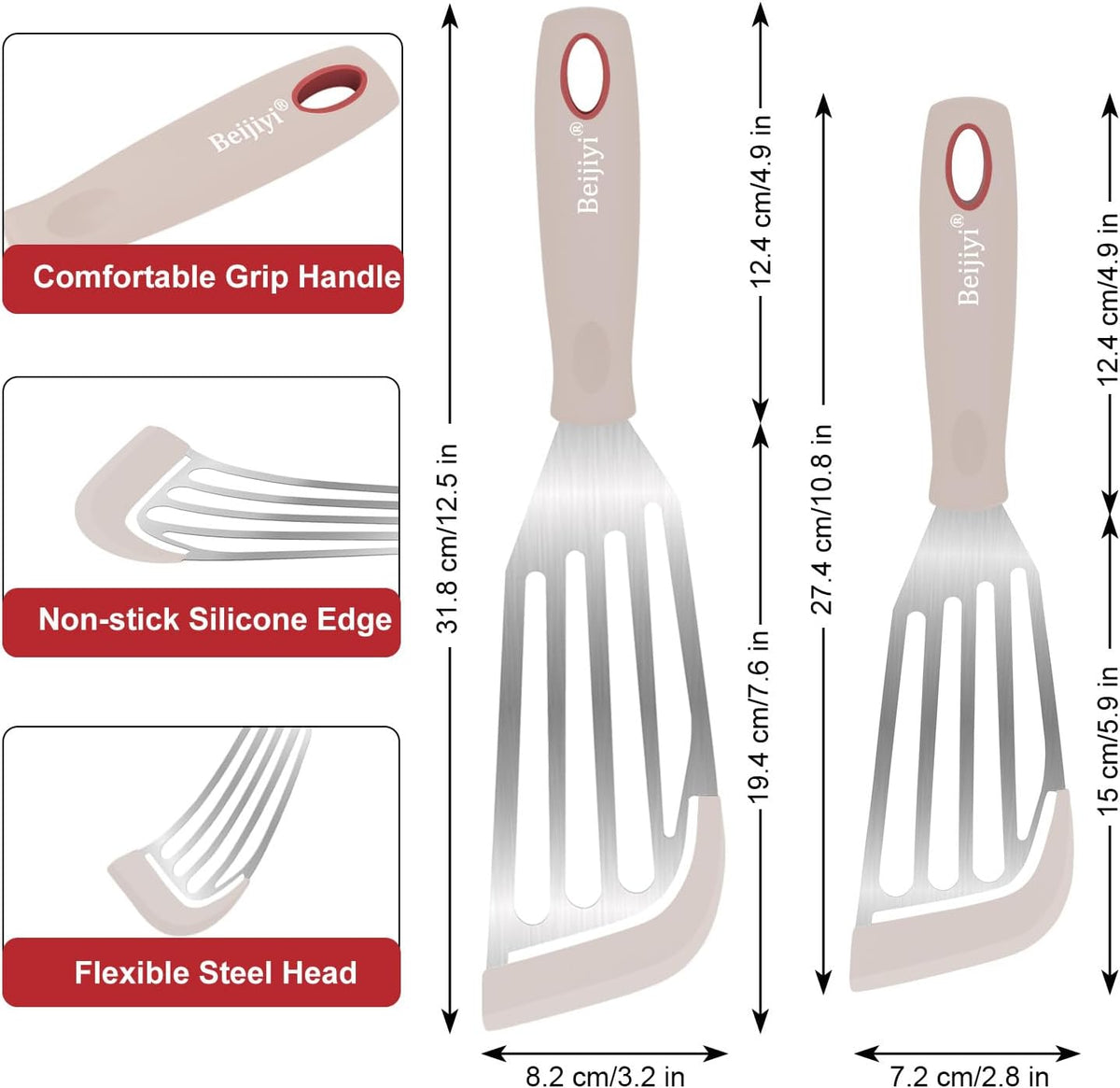 2-Piece Silicone Fish Spatula for Nonstick Cookware, Heat Resistant