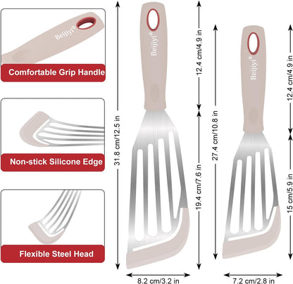 2-Piece Silicone Fish Spatula for Nonstick Cookware, Heat Resistant