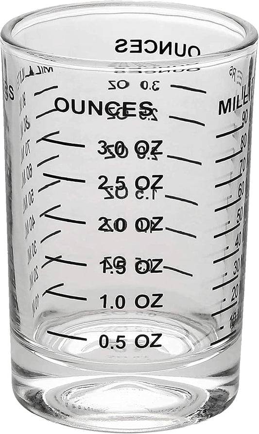 Measuring Shot Glass with Measuring Lines, 3oz / 90ml - Bartender Accessories, Jigger for Bartending, Shot Glass Measuring Cup with Ounces & Milliliters
