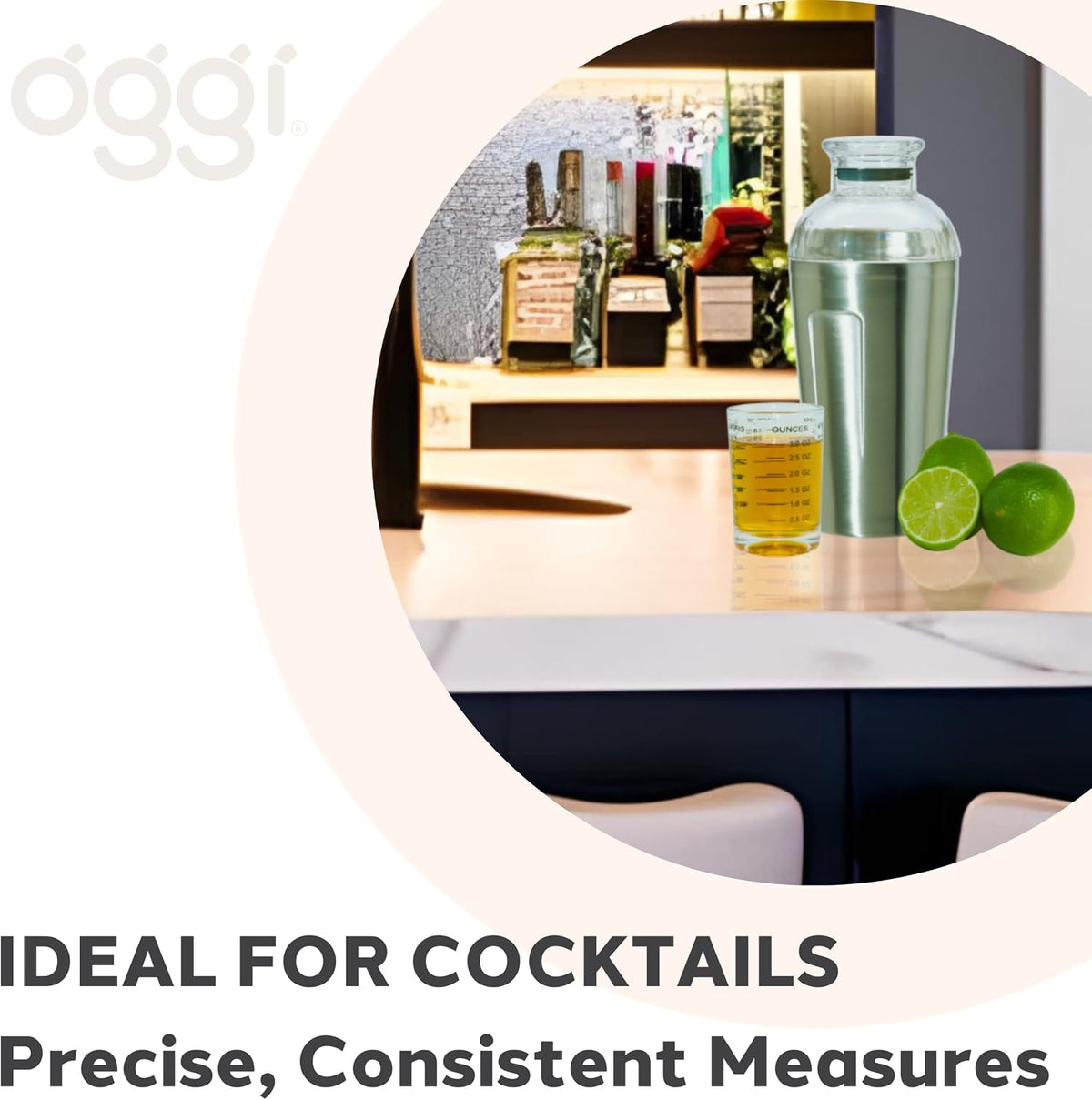 Measuring Shot Glass with Measuring Lines, 3oz / 90ml - Bartender Accessories, Jigger for Bartending, Shot Glass Measuring Cup with Ounces & Milliliters