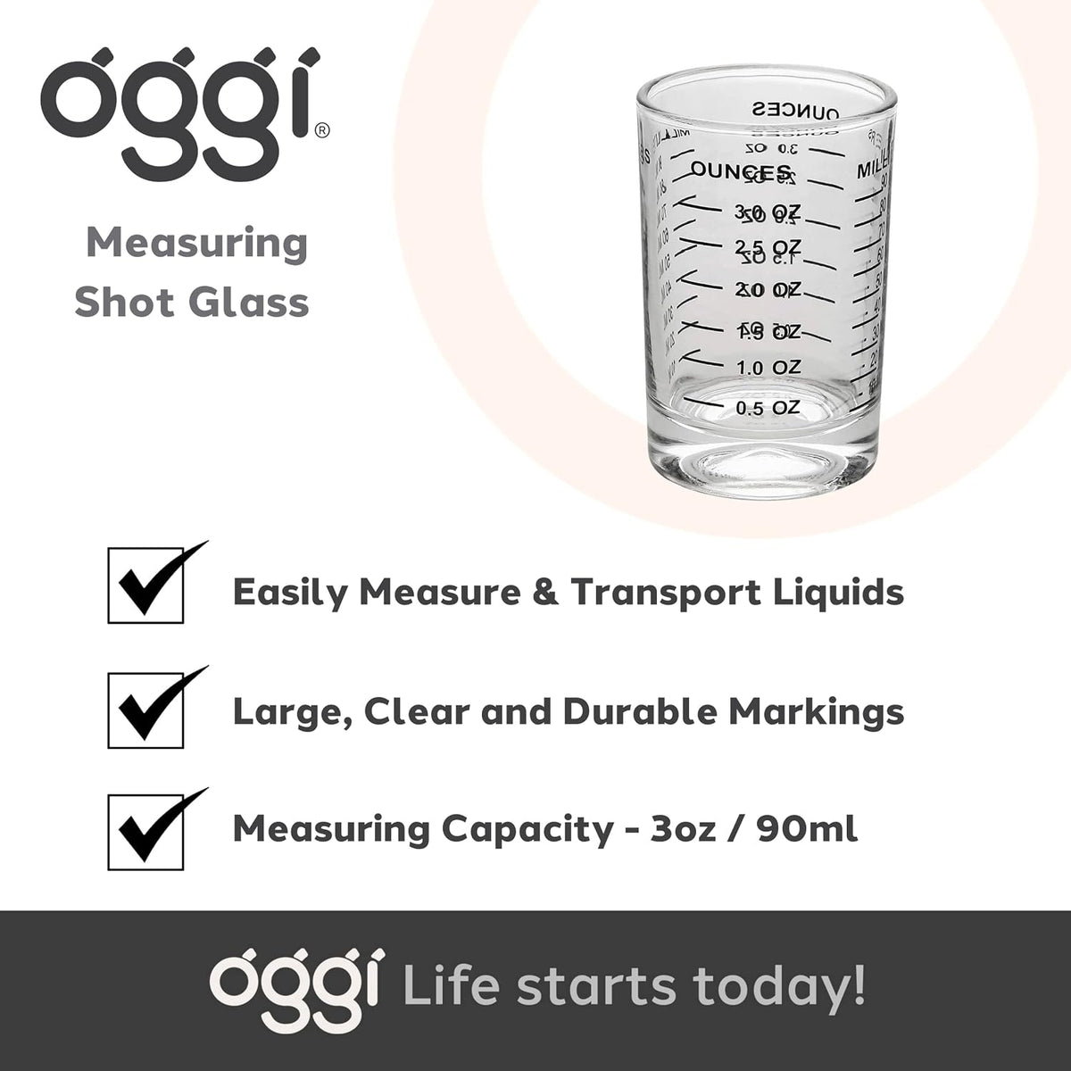 Measuring Shot Glass with Measuring Lines, 3oz / 90ml - Bartender Accessories, Jigger for Bartending, Shot Glass Measuring Cup with Ounces & Milliliters