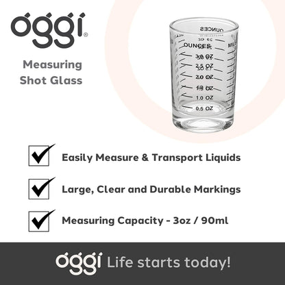 Measuring Shot Glass with Measuring Lines, 3oz / 90ml - Bartender Accessories, Jigger for Bartending, Shot Glass Measuring Cup with Ounces & Milliliters