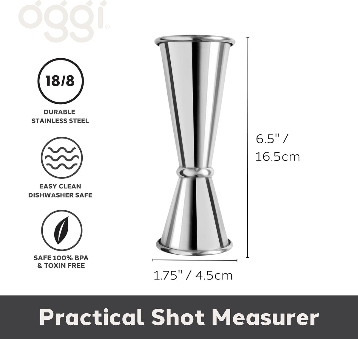 Measuring Shot Glass with Measuring Lines, 3oz / 90ml - Bartender Accessories, Jigger for Bartending, Shot Glass Measuring Cup with Ounces & Milliliters