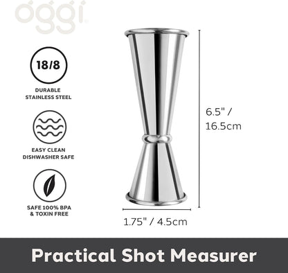 Measuring Shot Glass with Measuring Lines, 3oz / 90ml - Bartender Accessories, Jigger for Bartending, Shot Glass Measuring Cup with Ounces & Milliliters