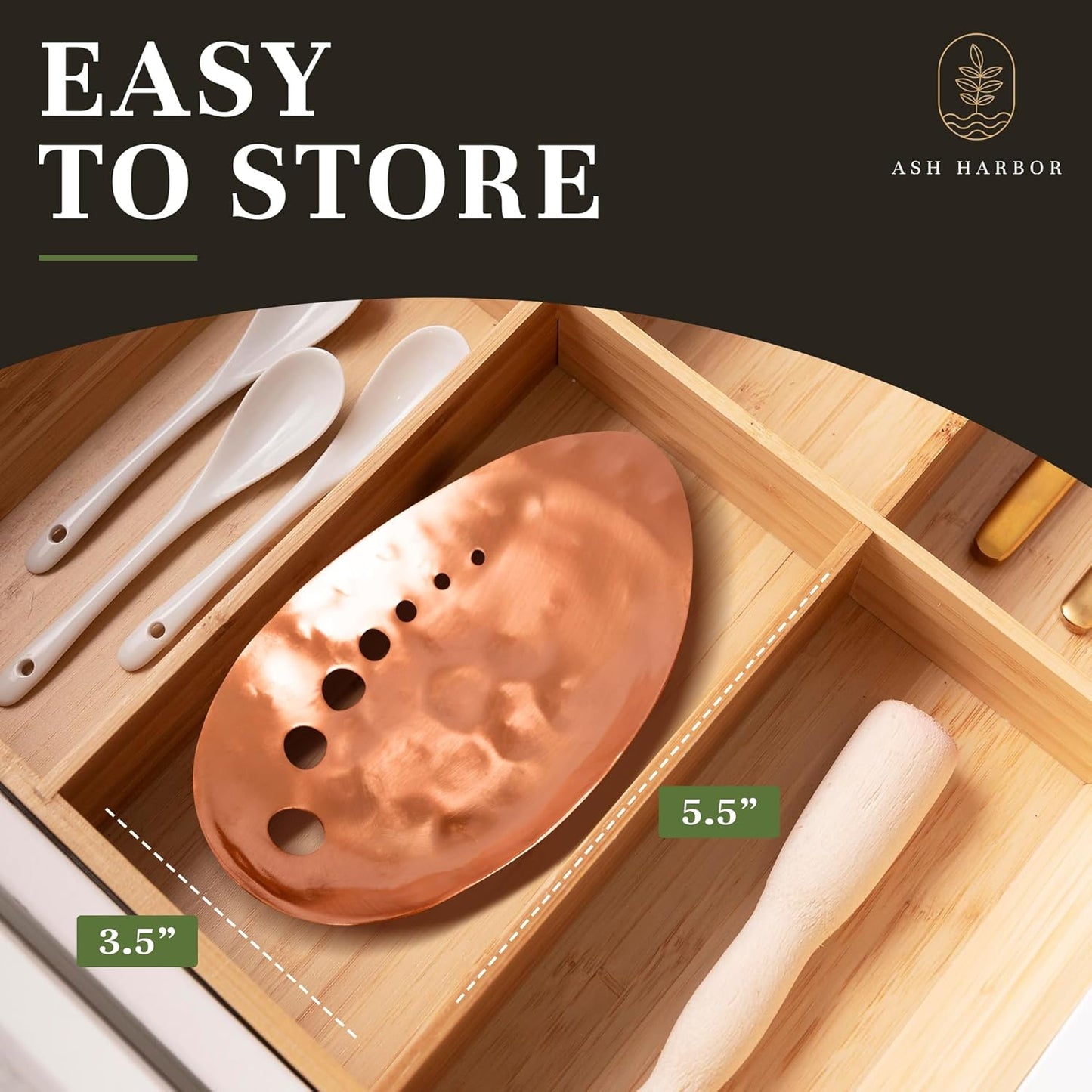 Brass Herb Stripper Bowl - Handmade with 7 Hole Sizes, Shreds and Catches | Hand-Hammered Kitchen Gadget for Kale, Rosemary, Thyme, Basil, 5.5 x 3.5 In. Herb Cutter and Peeler