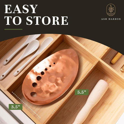 Brass Herb Stripper Bowl - Handmade with 7 Hole Sizes, Shreds and Catches | Hand-Hammered Kitchen Gadget for Kale, Rosemary, Thyme, Basil, 5.5 x 3.5 In. Herb Cutter and Peeler